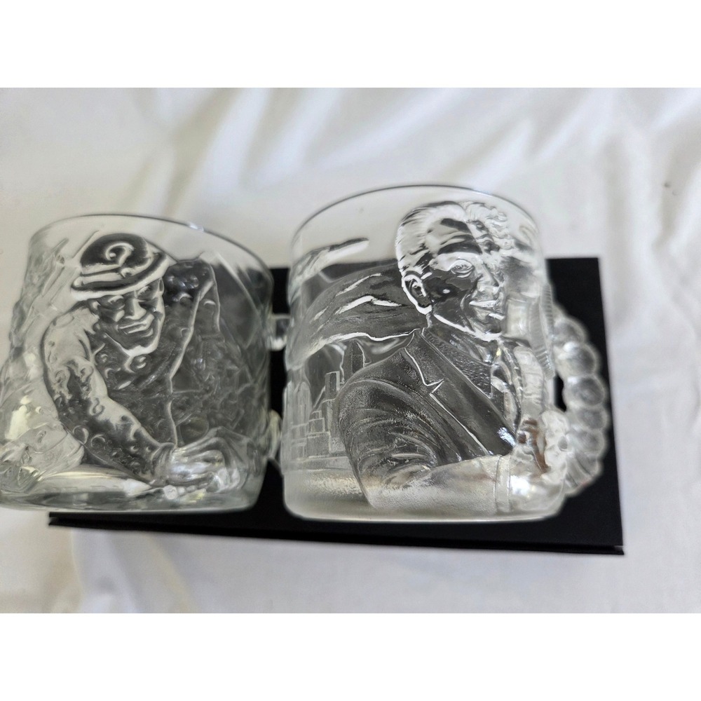 Vintage 1995 McDonald's Batman Forever Glass Mugs Riddler Two-Face Set of 2